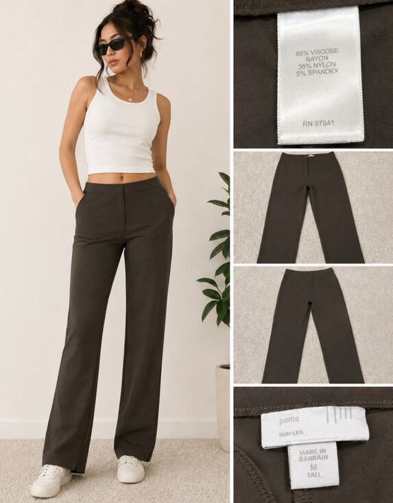 J. Jill Pants - Elevated Basic Neutral J. Jill Slim Leg Trousers Size Medium Tall Espresso Ponte